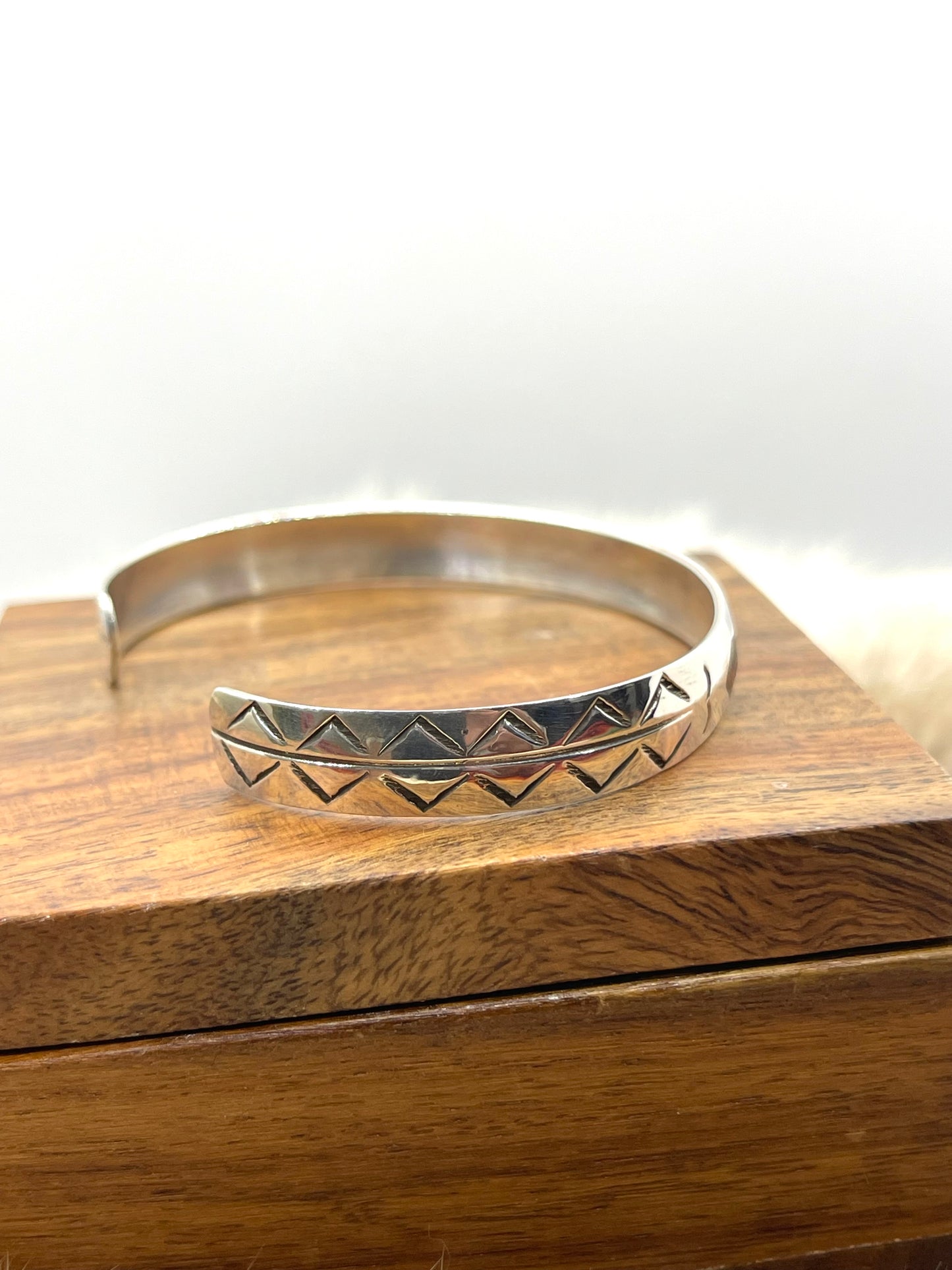 Chip Inlay Turquoise and Coral Bracelet by Joleen Yazzie, Navajo