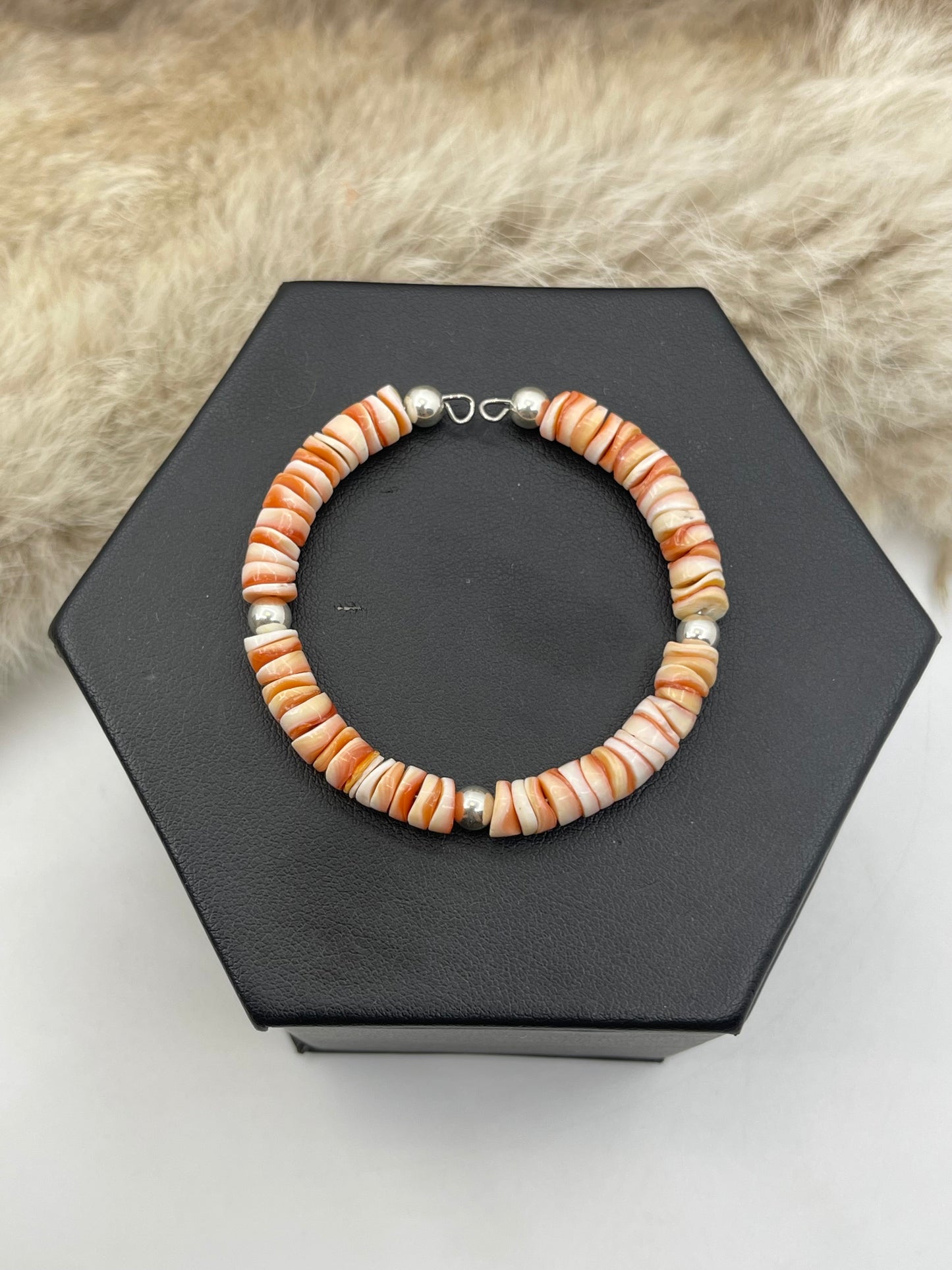 Up to 7" Pink Conch Shell Memory Wire Bracelet