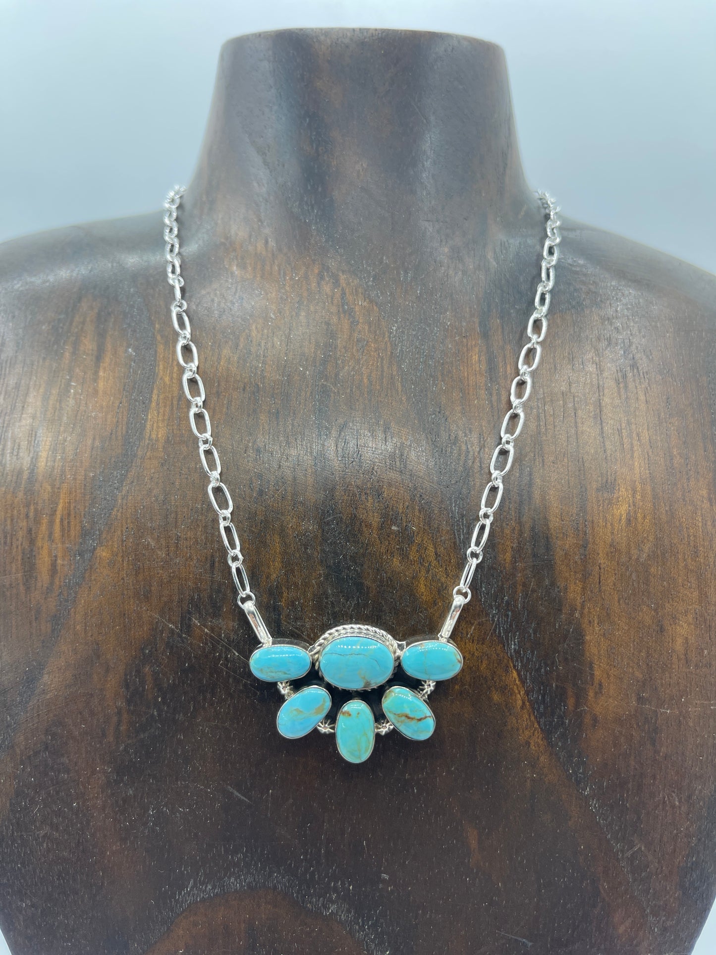 Half Cluster Turquoise Necklace by Kimberly Yazzie, Navajo