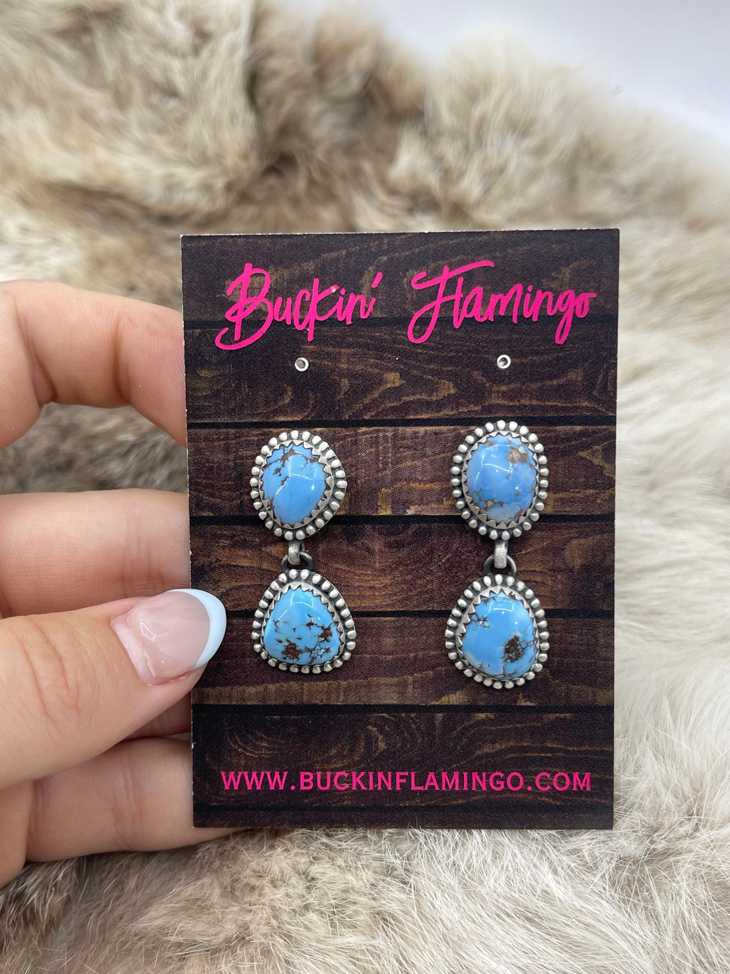 Double Golden Hills Turquoise Post Earrings