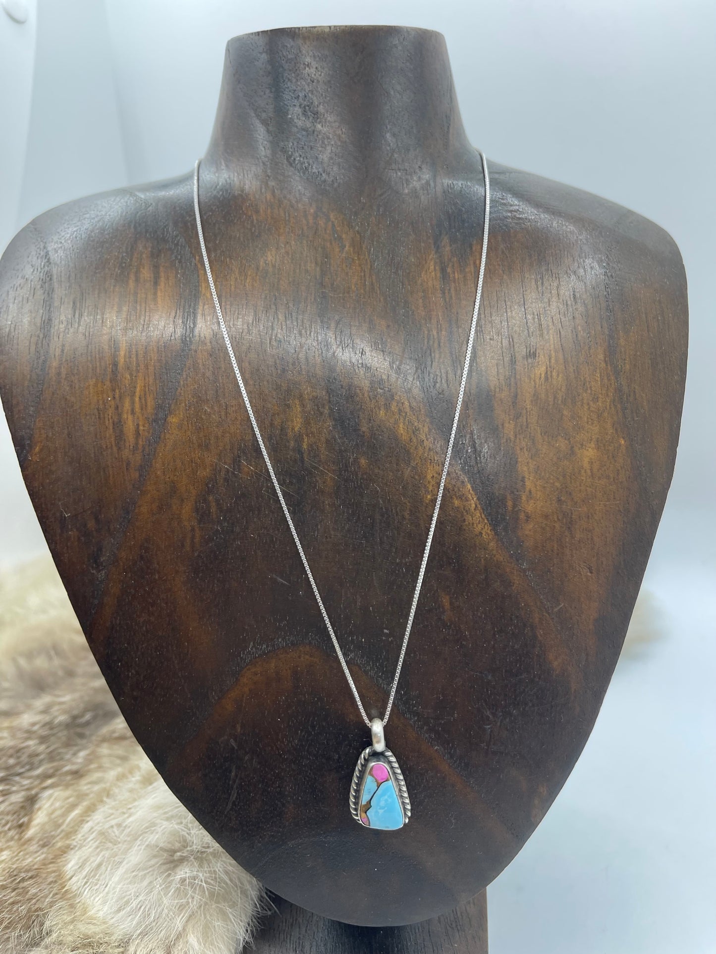18" Cotton Candy Pendant Necklace by Johnny Dixon, Navajo