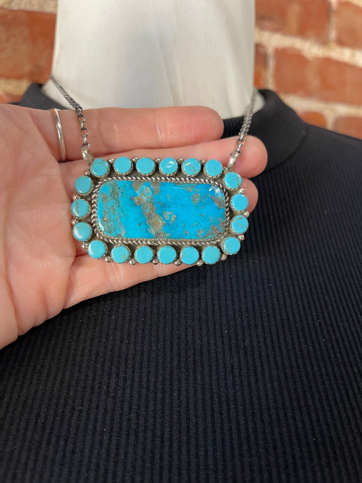 16" Kingman Cluster Rectangle Necklace by Larry Etsitty, Navajo