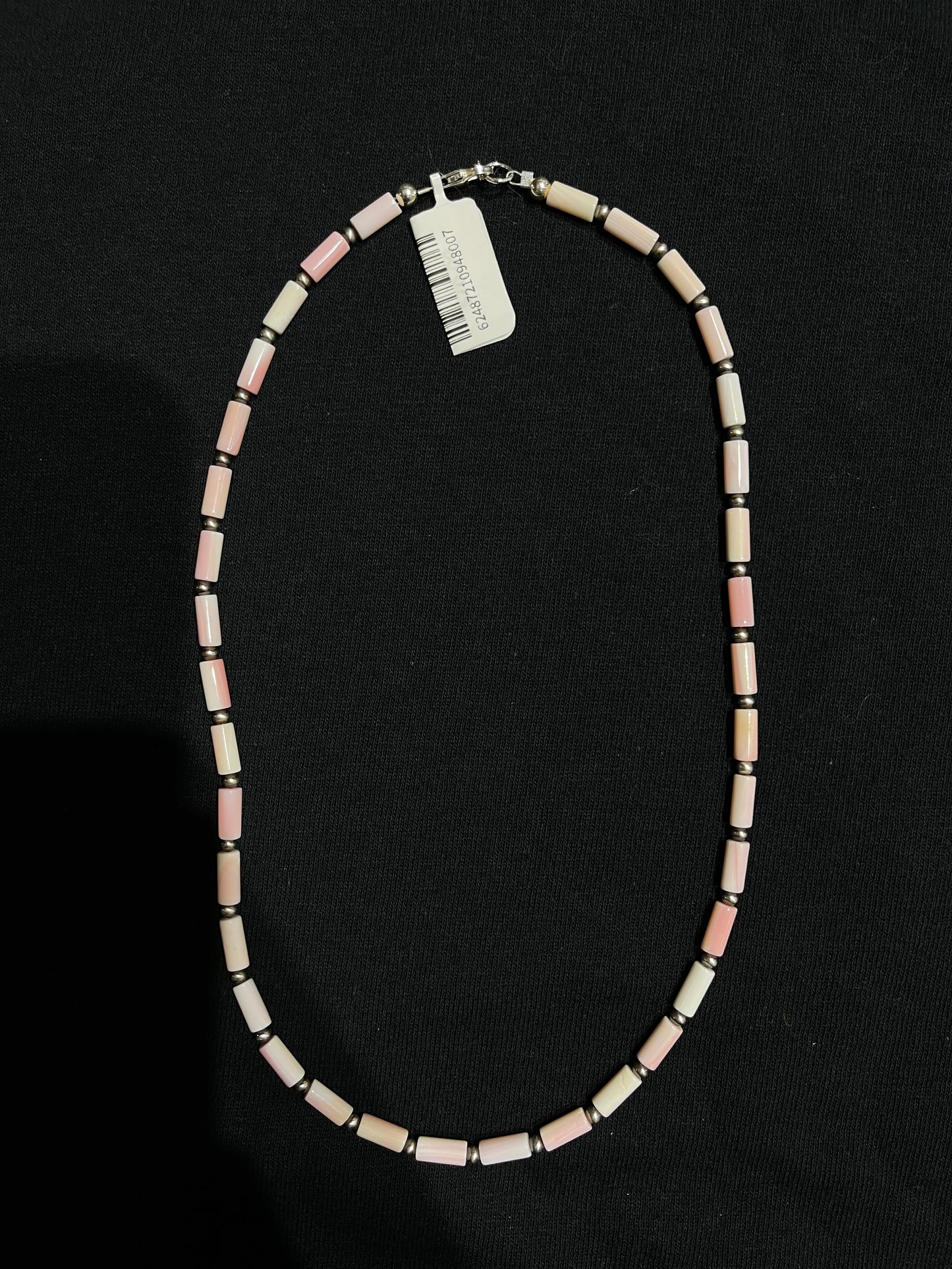 18" and 3mm Navajo Pearls and Pink Conch Shell Necklace