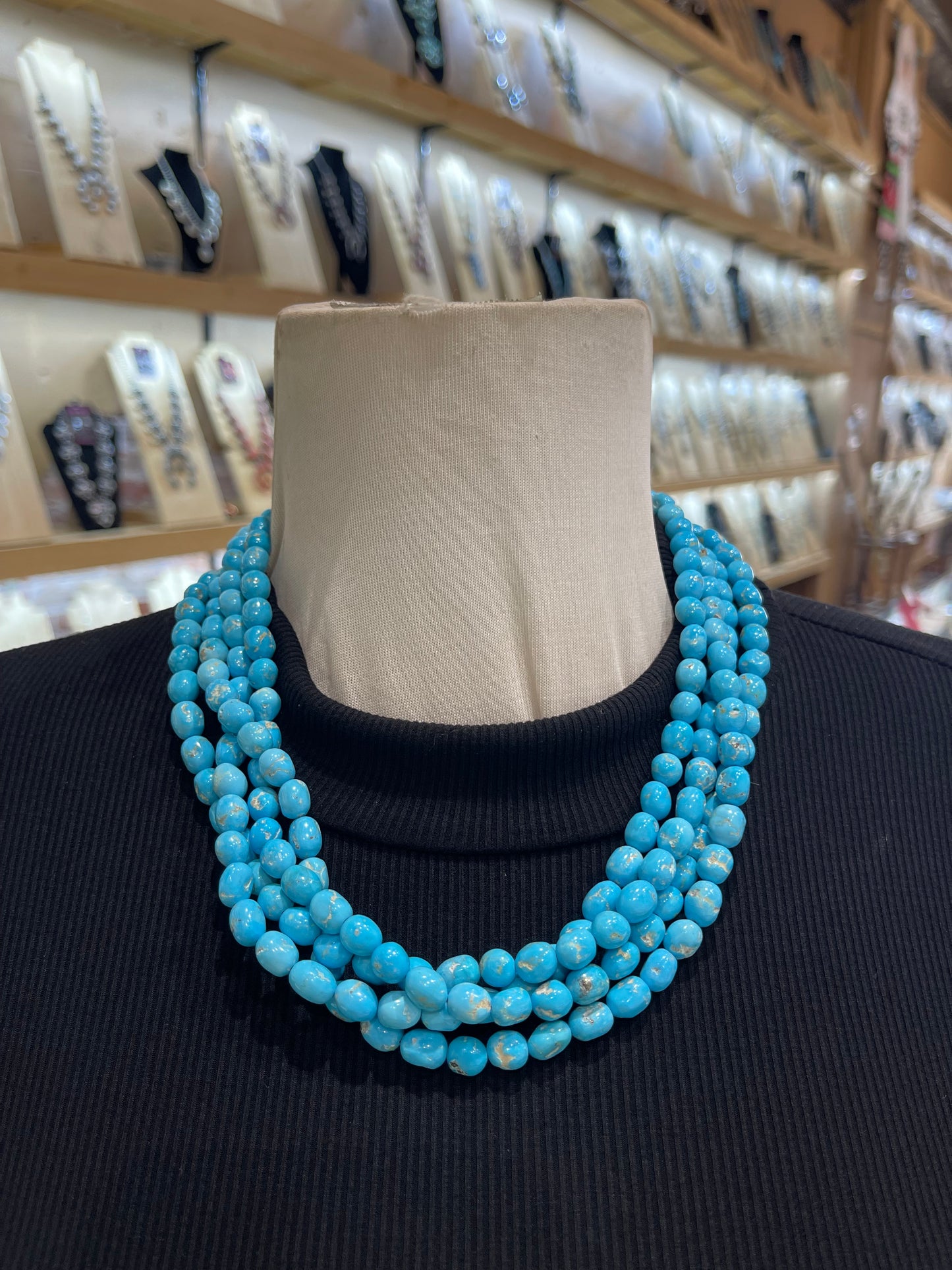 20" 4 Stand Natural Sleeping Beauty Nugget Necklace
