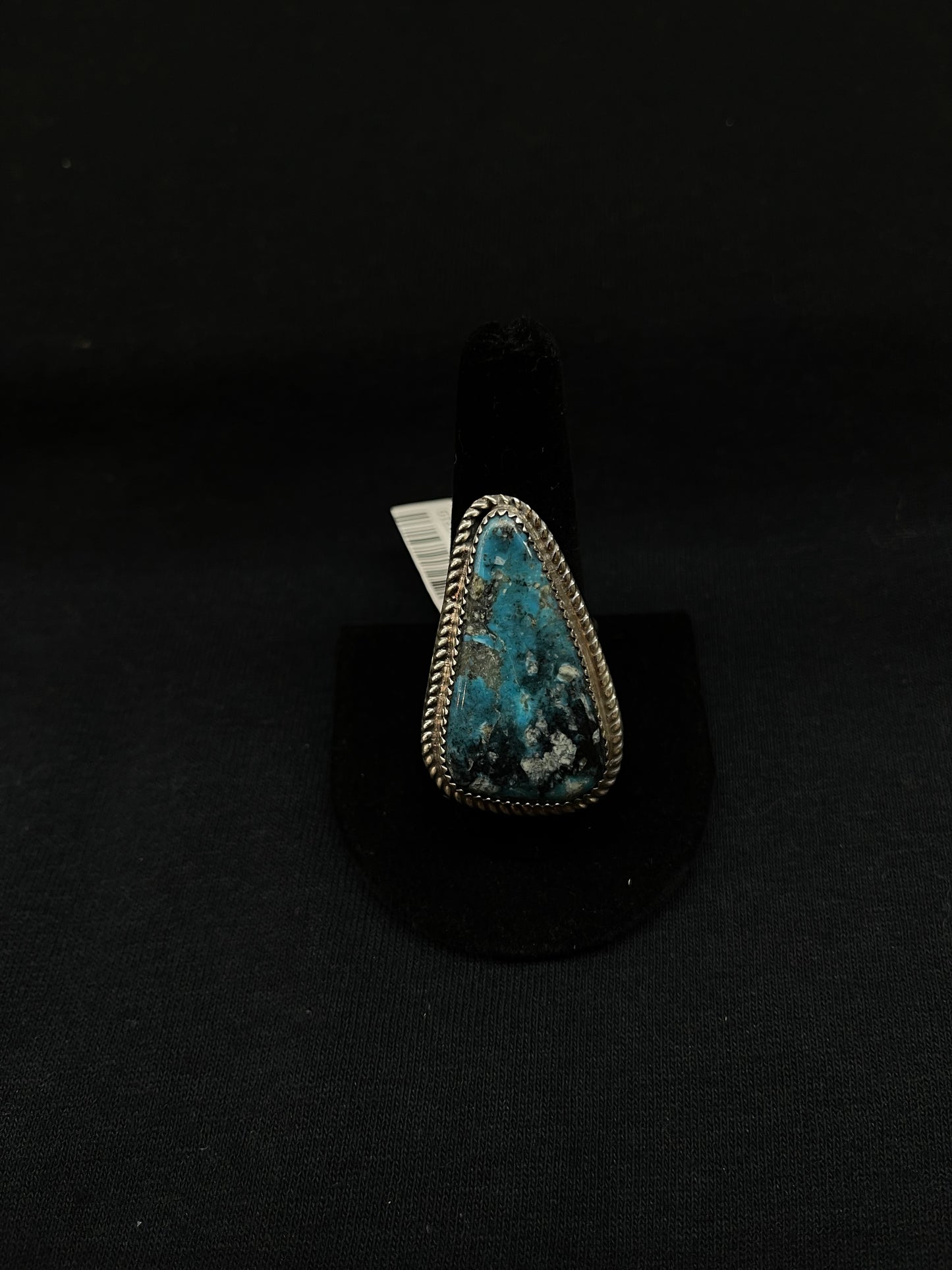 9.5 Kingman Turquoise Triangle Ring by Leslie Nez, Navajo