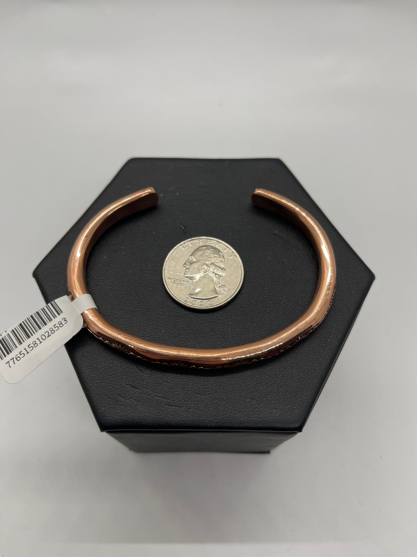 7 1/4" Heavy Copper Stamped Cuff by Elaine Tahe, Navajo