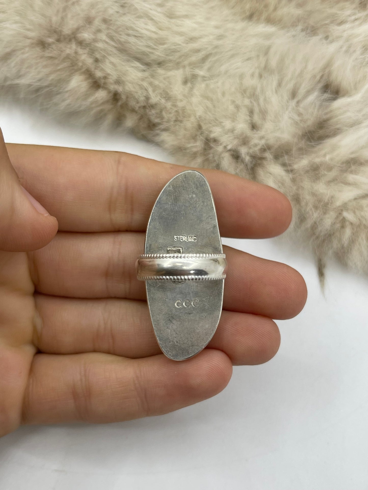 7.5 #8 Turquoise Ring by Carrie Cannon, Kiowa