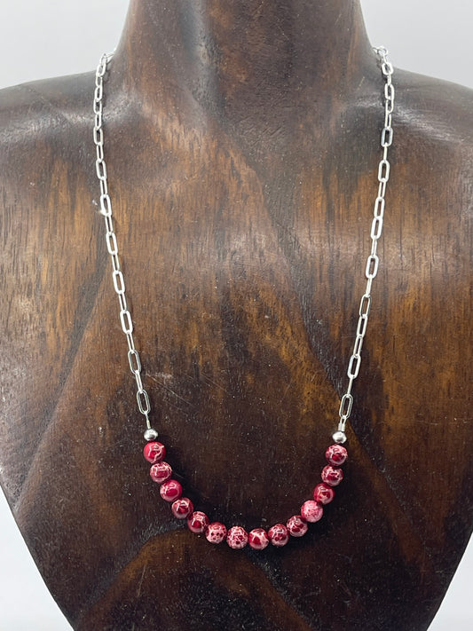17" Maroon Magnesite Necklace