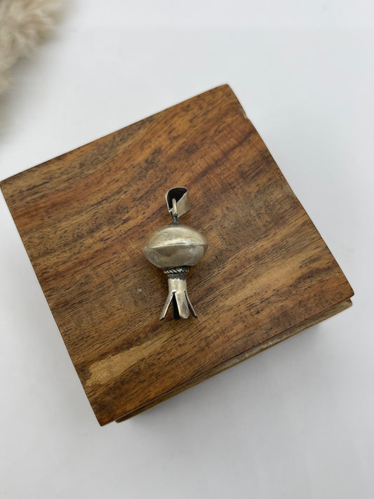 4.8mm Bail Silver Blossom Pendant by Monica Smith, Navajo