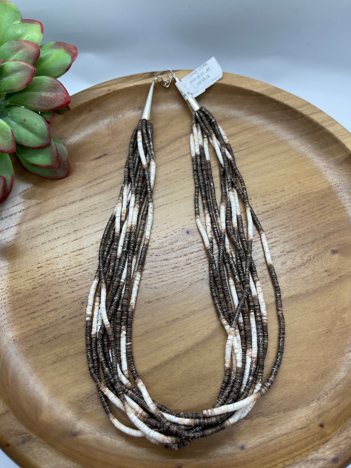 18" 10 Strand Melon Shell Necklace by Ramona Bird, Santo Domingo