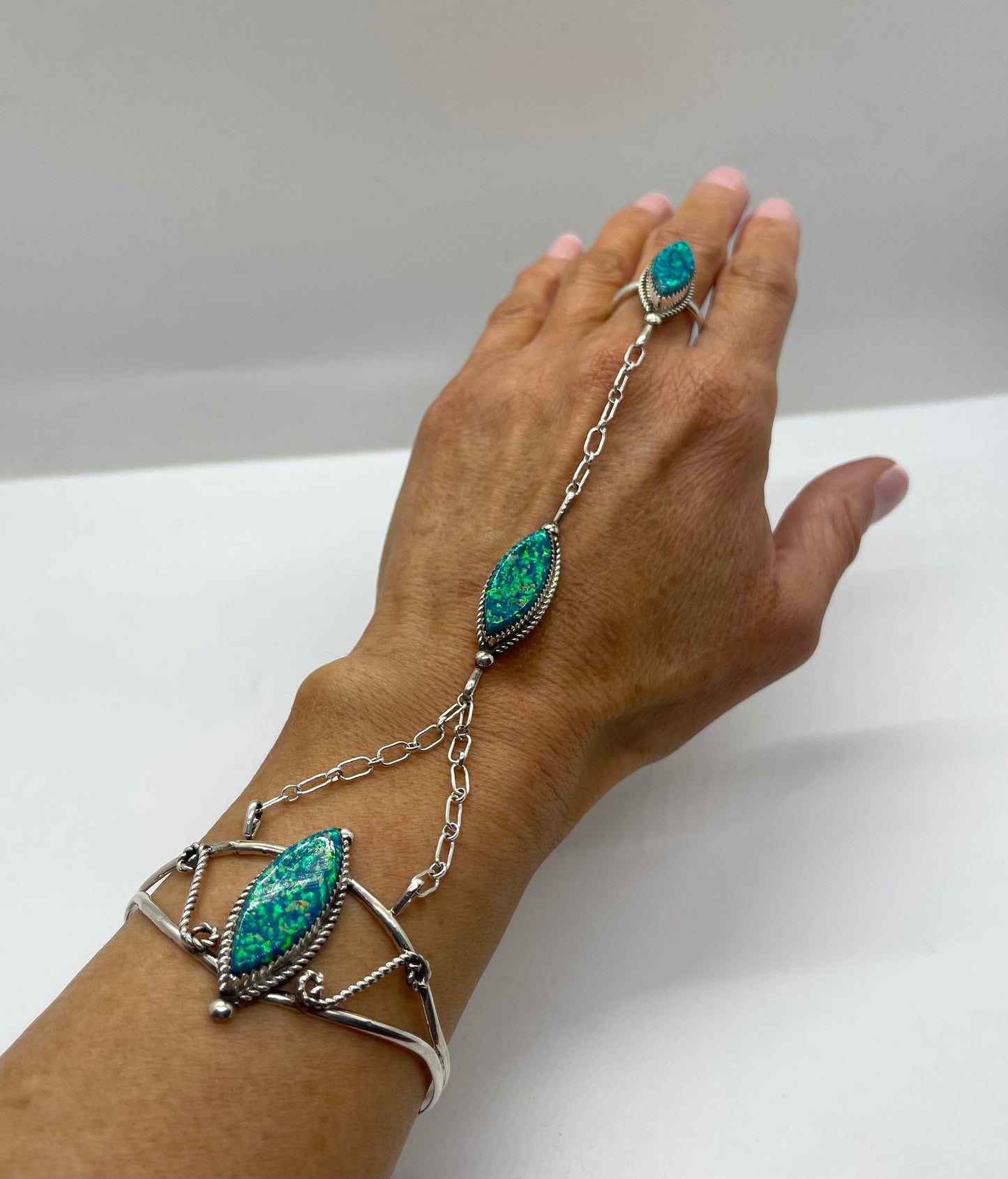 4 1/2"- 6 1/4" 6.0-9.0 Opal Princess Cuff by Kalana Hustito, Zuni