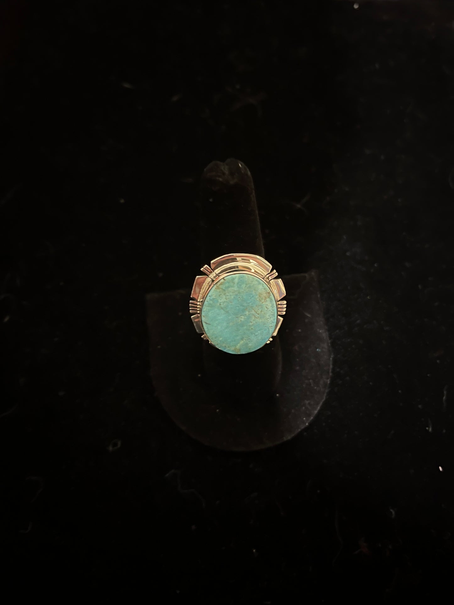 7.0 Turquoise Circle Ring by Evalyn Bahe, Navajo