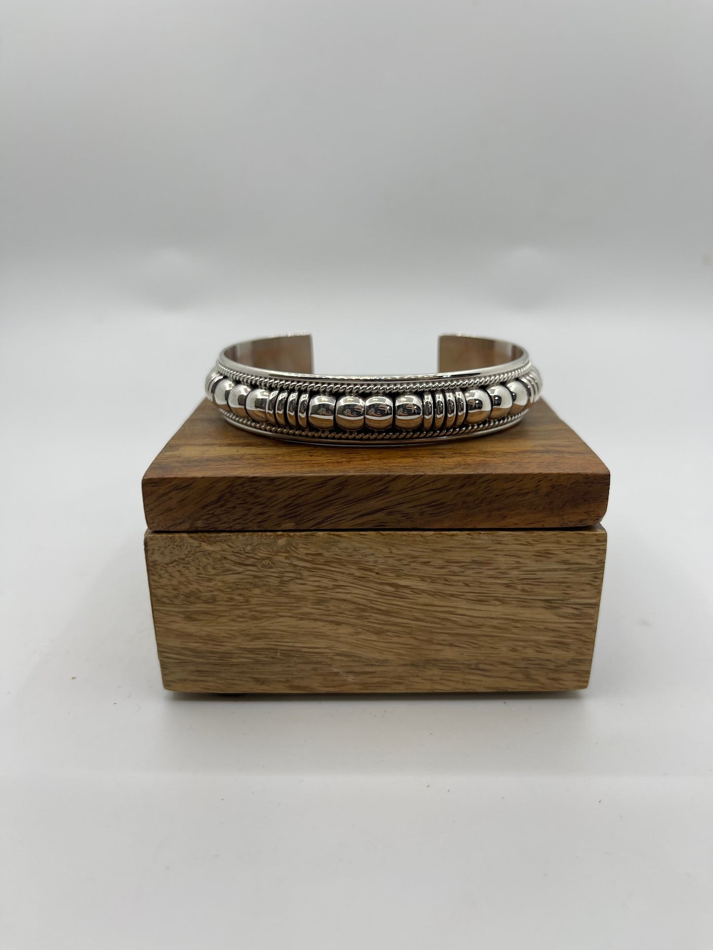 5.75-6.75” “Water Bead” Silver Stacker Cuff by Thomas Charley, Navajo