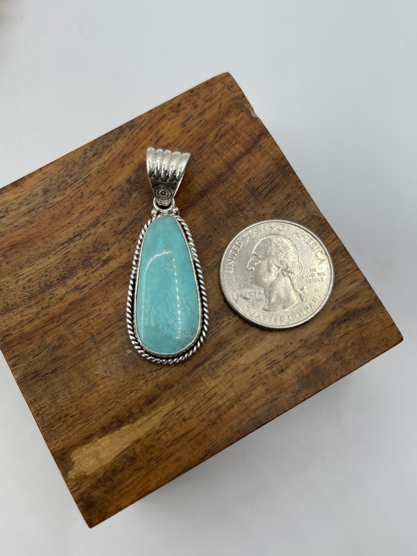 6mm Bail Kingman Turquoise Pendant by Zia