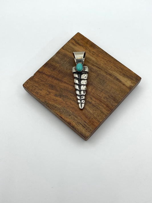 9mm Bale Rattlesnake Rattler Pendant with Turquoise by Bad Bronc