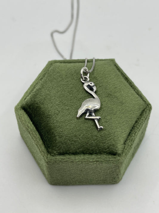 20" Box Chain Necklace with Flamingo Charm