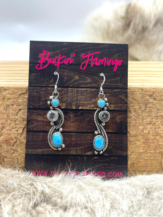 Smokey Quartz & Turquoise Earrings by Jimmy Garcia, Navajo