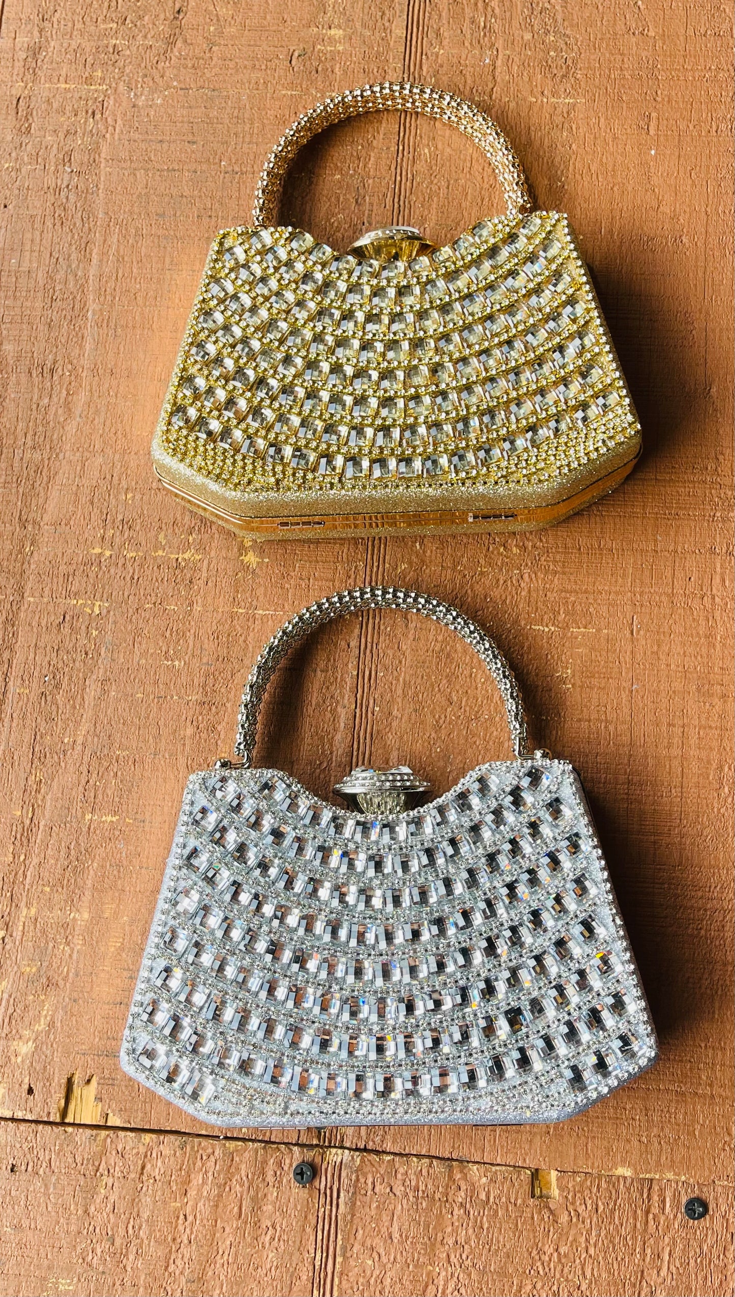 Diamond and Glitter Purse Silver & Gold
