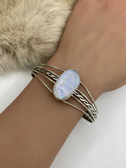 5.5”-7” Moonstone Cuff by Joelias Draper, Navajo