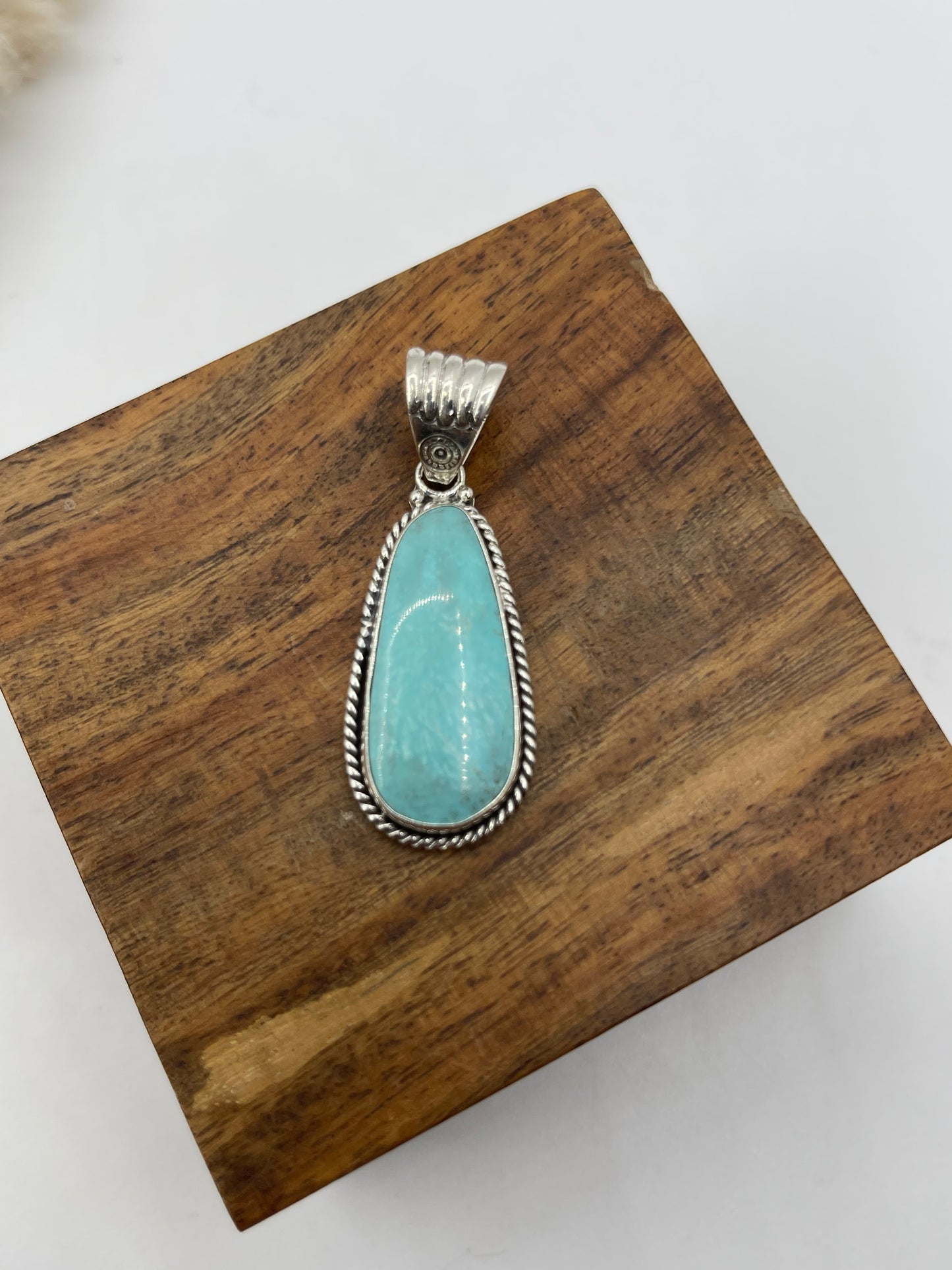 6mm Bail Kingman Turquoise Pendant by Zia