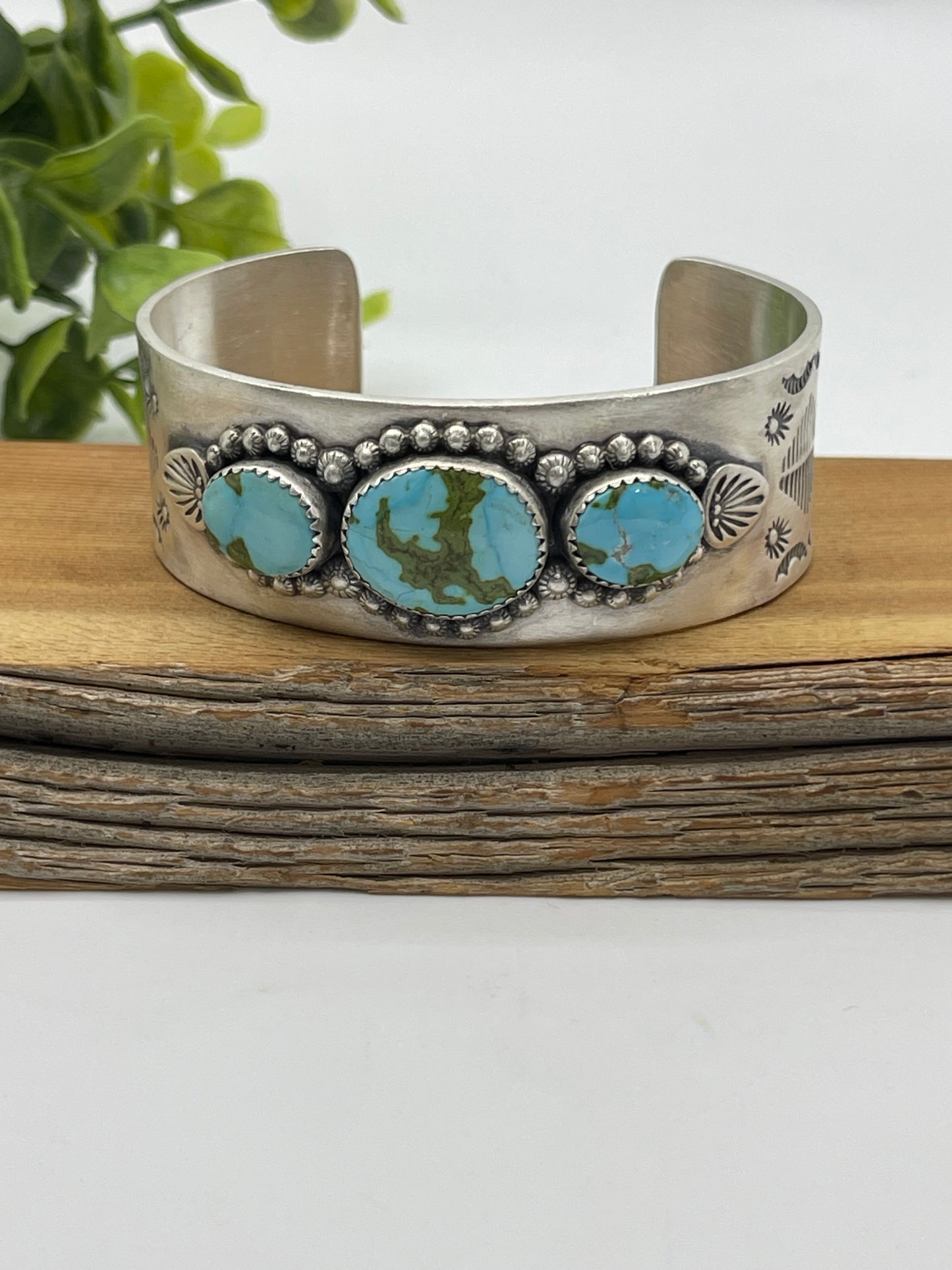 6" - 7.5" 3 Stone Sonoran Gold Turquoise Cuff