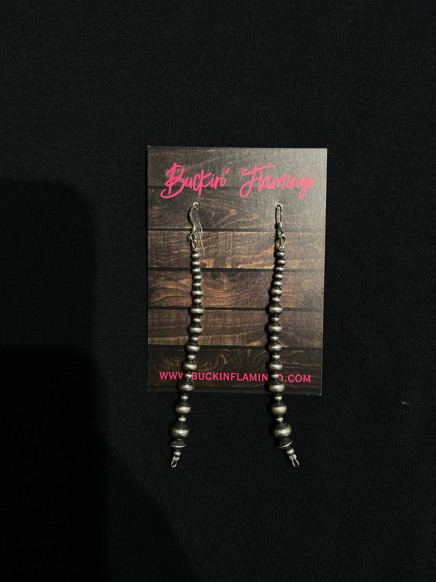 3mm Graduated 4" Navajo Pearl Dangle Earrings