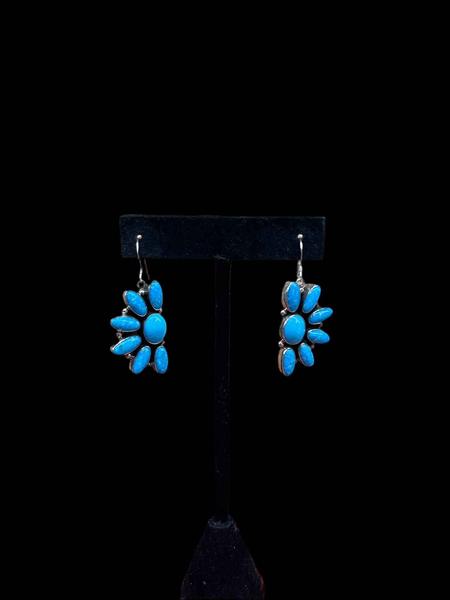 Half Cluster Kingman Turquoise Dangle Earrings