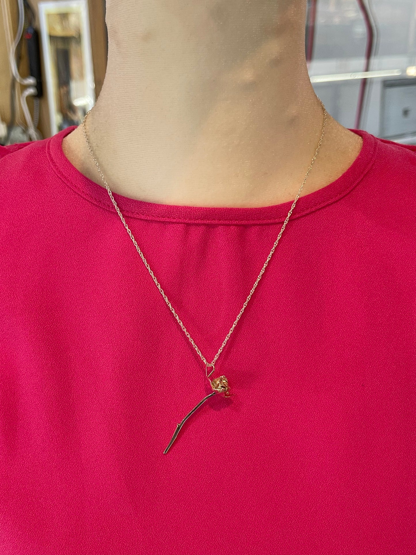 18" SILVER ROSE PENDANT BY ROBBIE SANCHEZ, ZUNI
