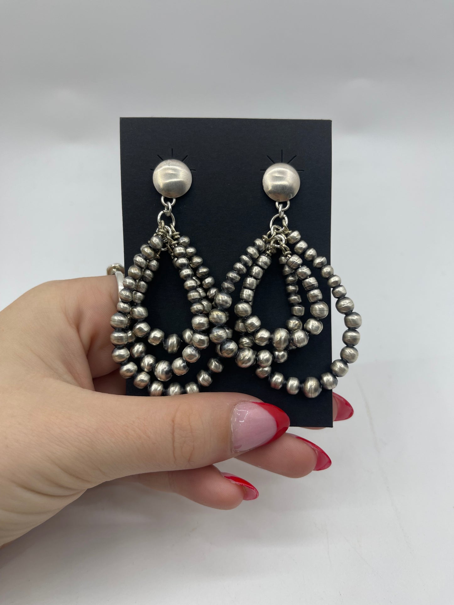 Handmade Navajo Pearl Earrings by Dorinda Mariano, Navajo