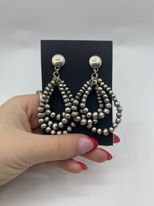 Handmade Navajo Pearl Earrings by Dorinda Mariano, Navajo