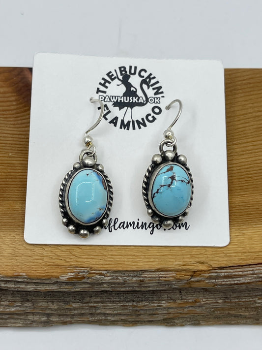 Golden Hills Turquoise Dangle Earrings by Donovan Skeets, Navajo