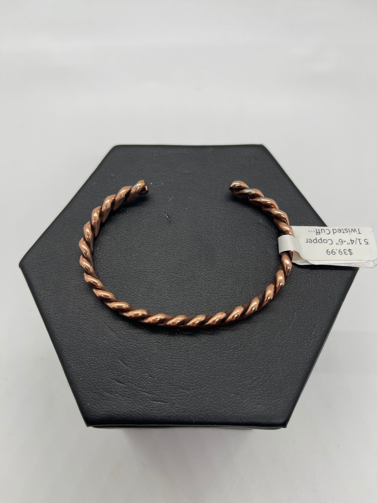 5 1/4"-6" Copper Twisted Cuff by Elaine Tahe, Navajo