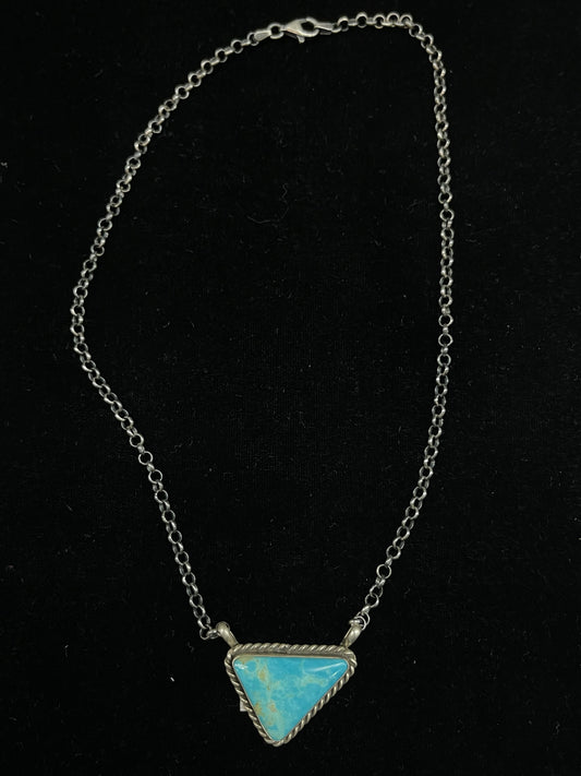 18" Kingman Turquoise Triangle Necklace by Augustine Largo, Navajo