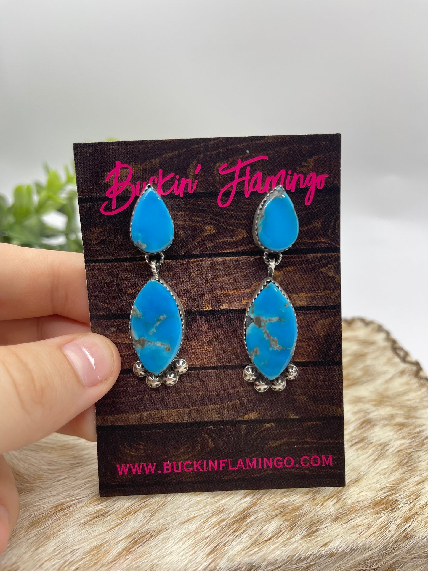 2 Stone Earrings by Selina Warner, Navajo