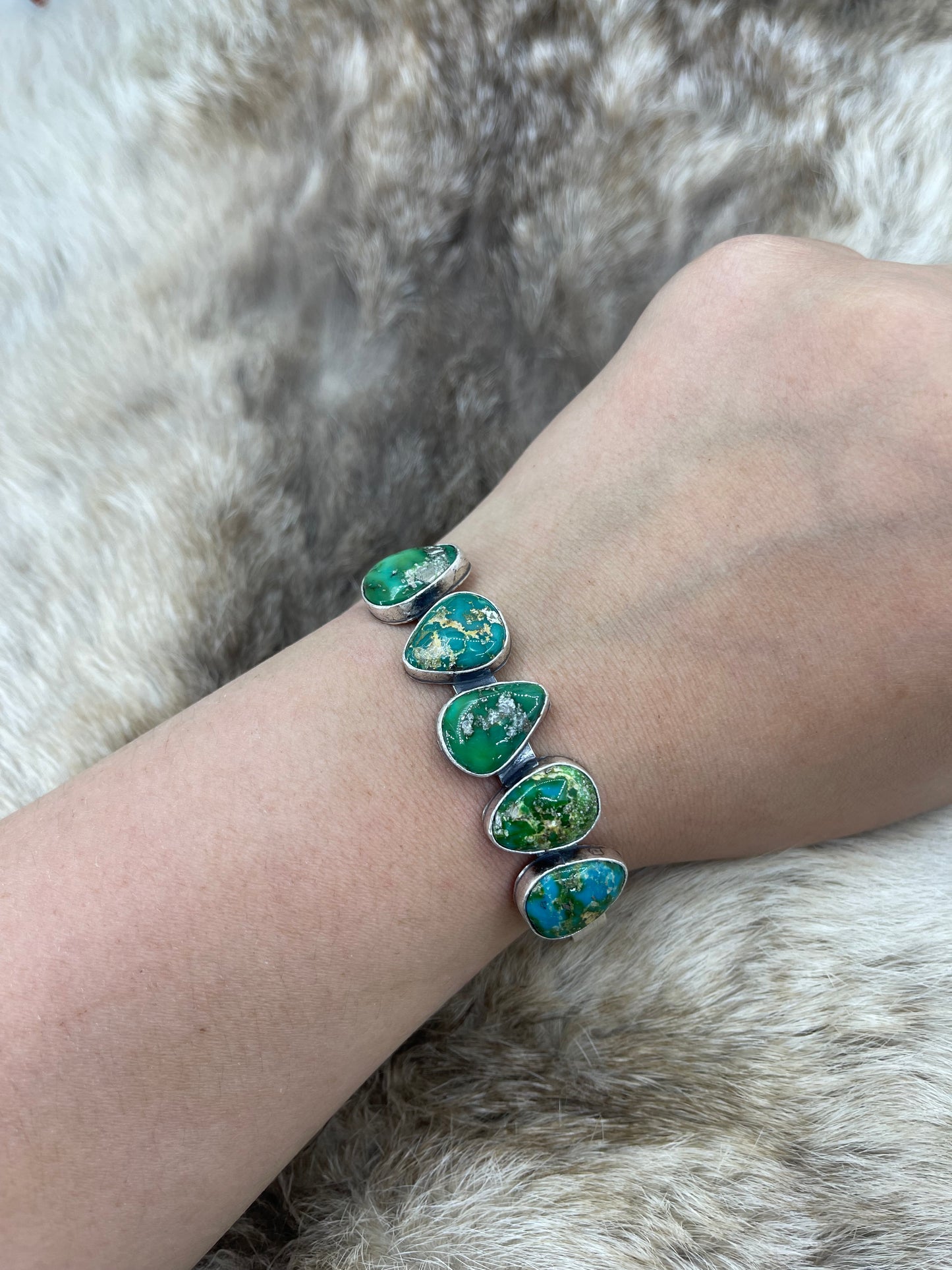 6"-7" 5 Stone Sonoran Gold Turquoise Cuff by Verley Betone, Navajo