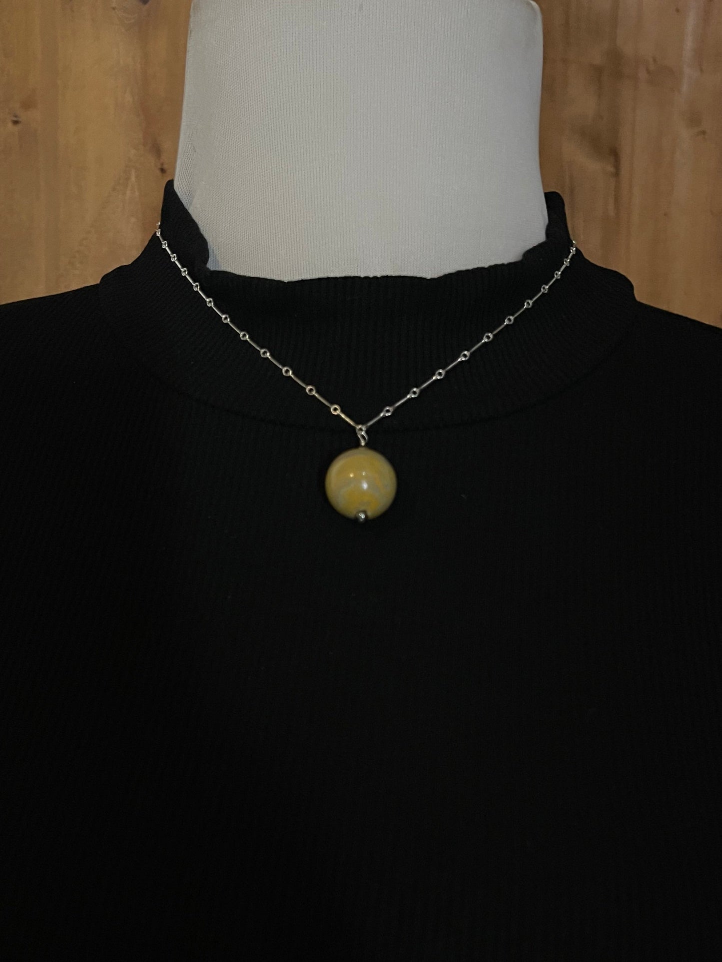 16" Necklace with 18mm Bumblebee Jasper Drop