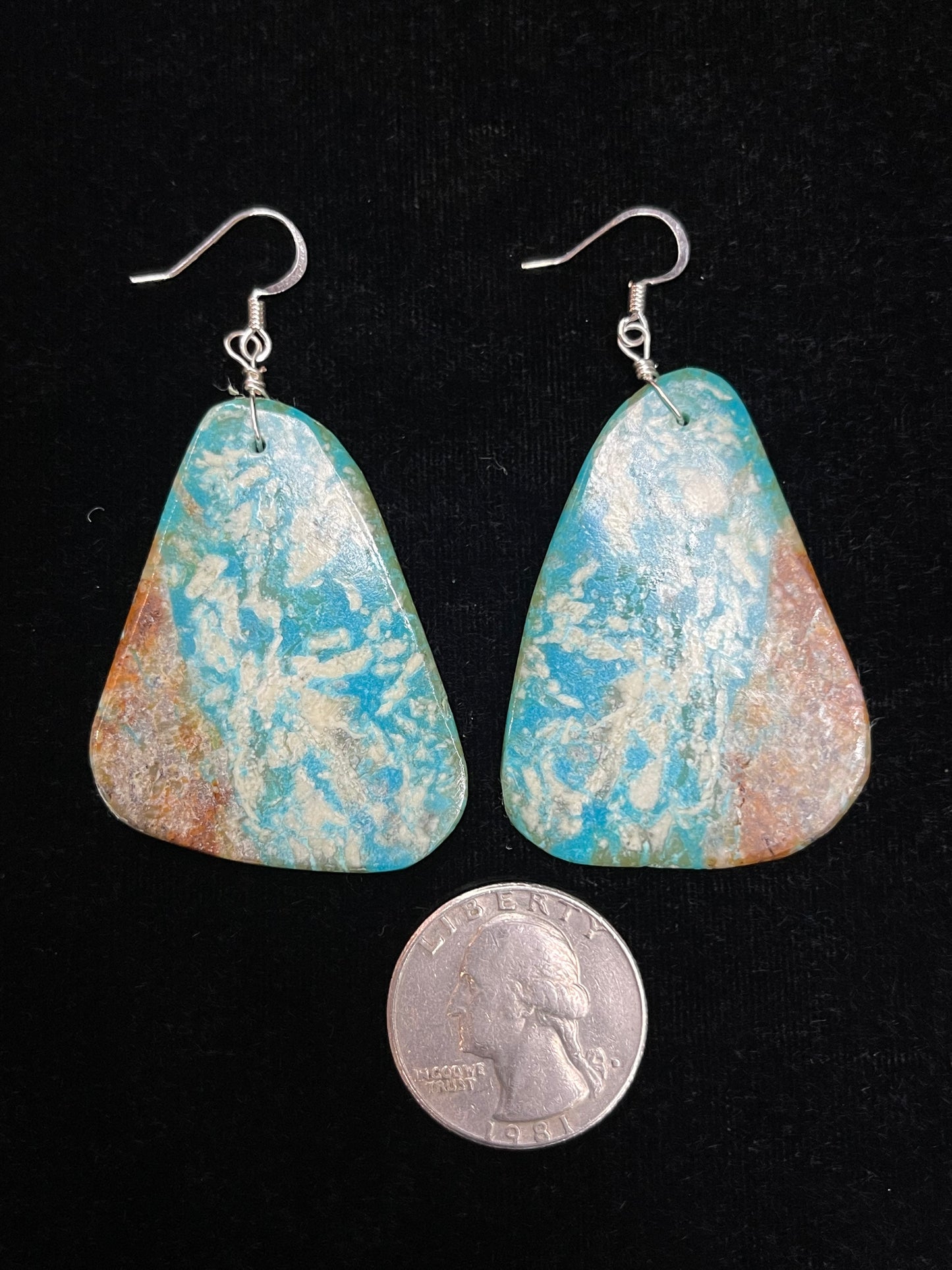 Turquoise Slab Earrings by Joe & Joann Garcia, Santo Domingo