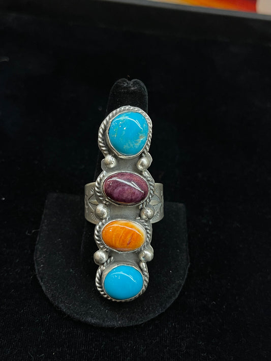 15.0 Multi 4 Stone Ring by Boyd J. Ashley, Navajo