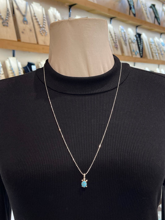 24” +3” Extender Turquoise Necklace by Verona Yatsatie, Zuni