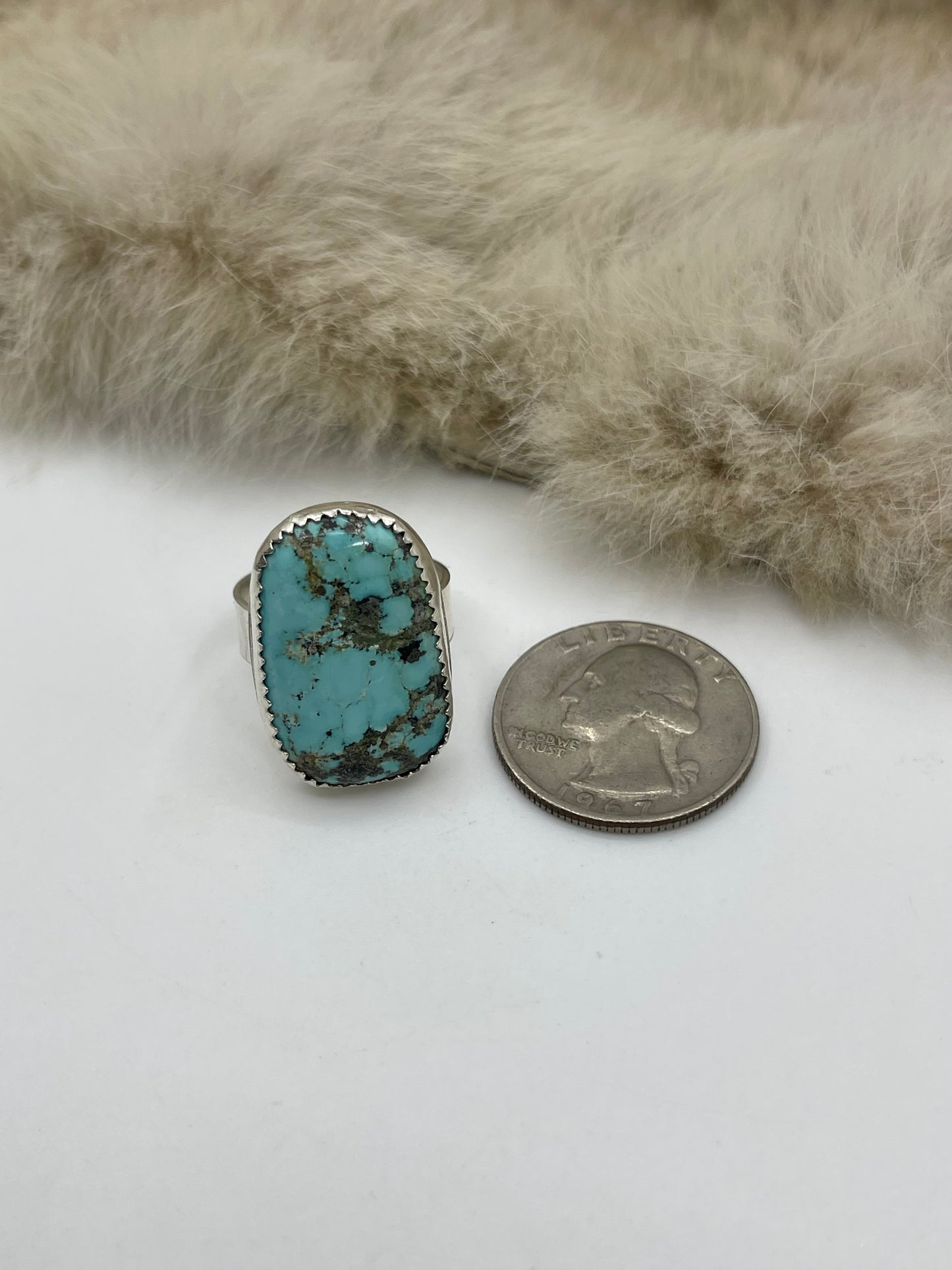 8.0 #8 Turquoise Ring by Carrie Cannon, Kiowa