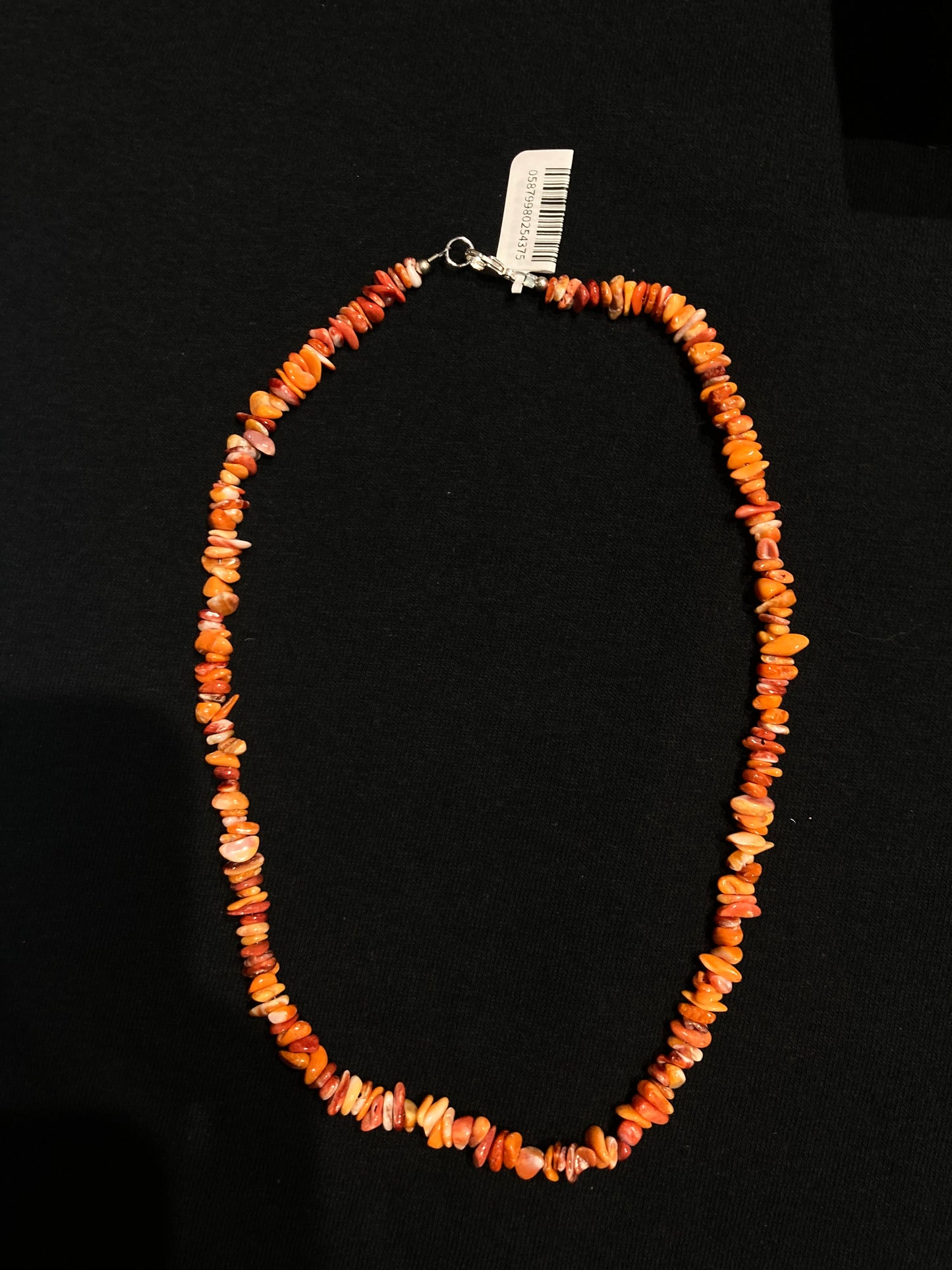 16" orange Spiny Oyster Shell Nugget Necklace
