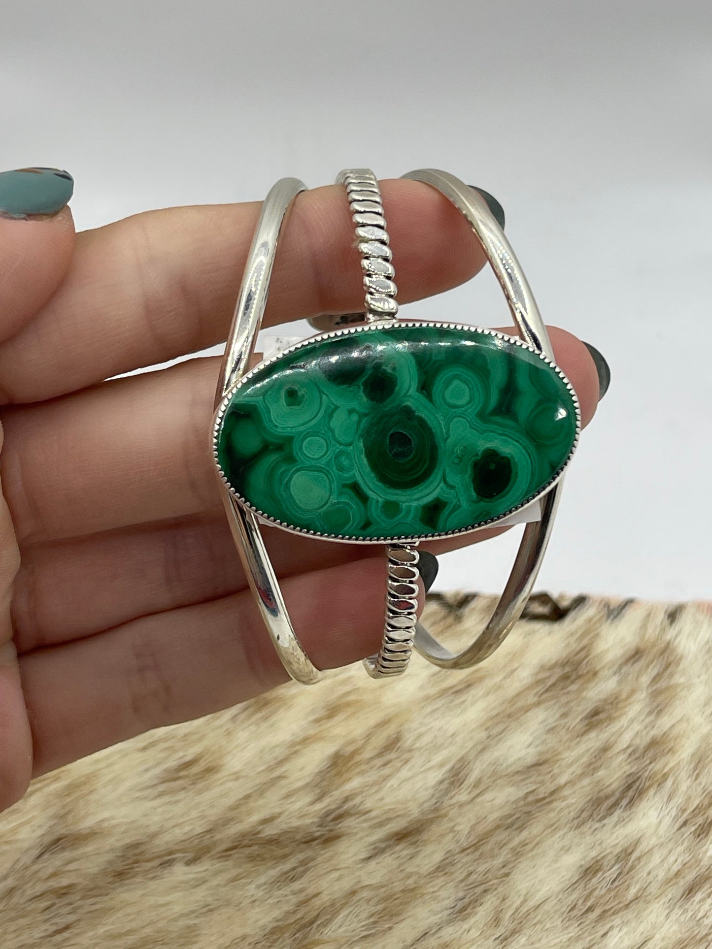 5 1/2"-7" Malachite Chrysocolla Cuff by Dvane Smith, Navajo