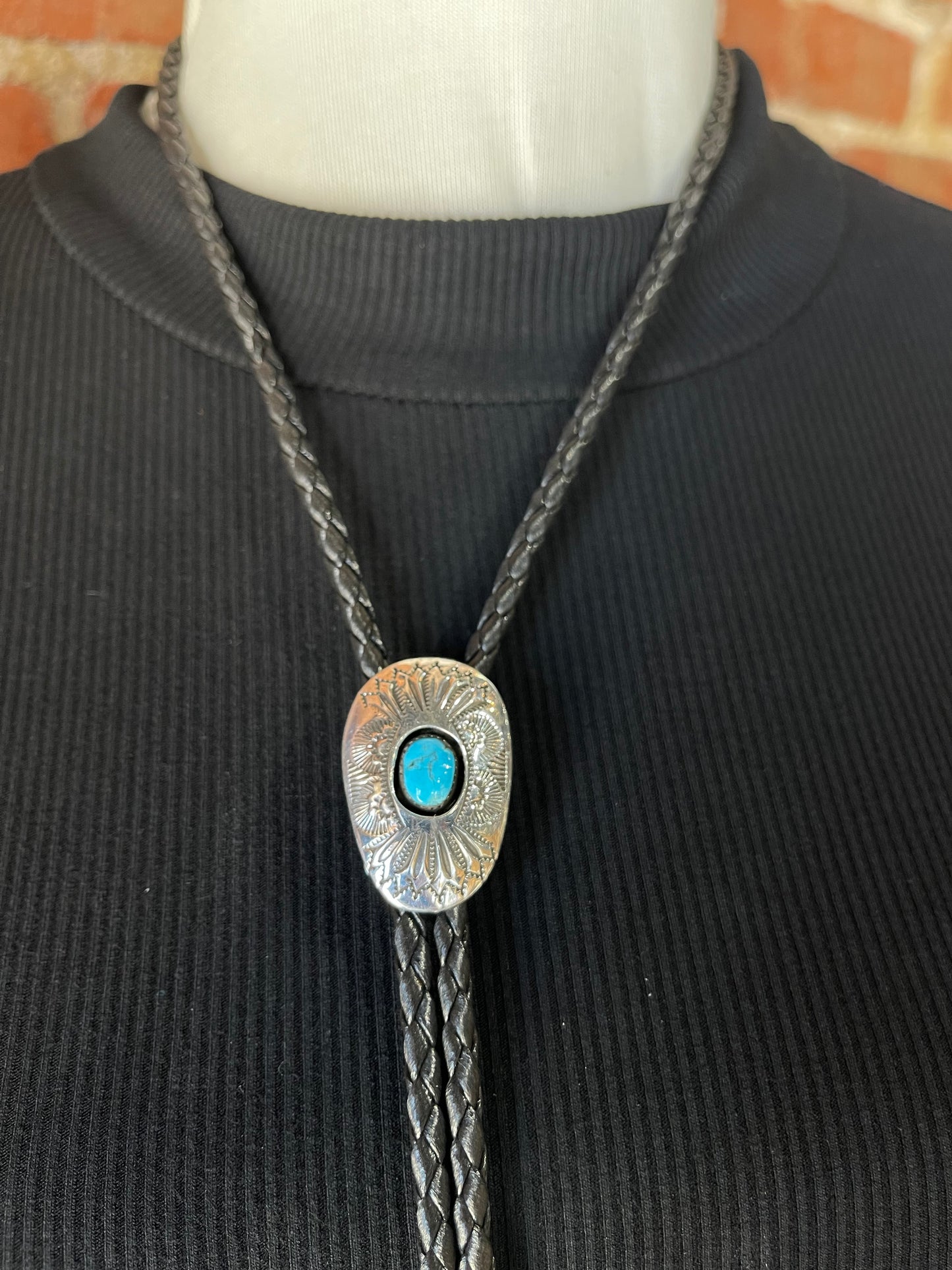 Turquoise Shadowbox Bolo Tie by Shirley Skeets, Navajo