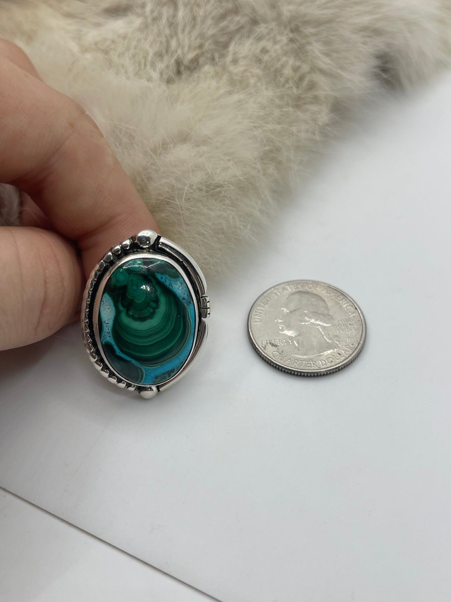 8.5 Malachite Chrysocolla Oval Ring