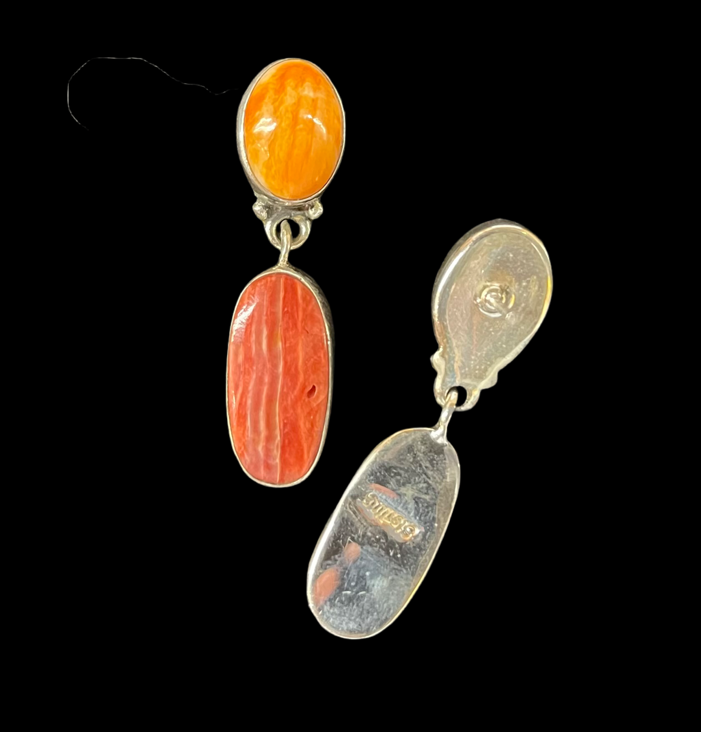 Red and Orange Spiny Oyster Shell 2-Stone Post Dangles