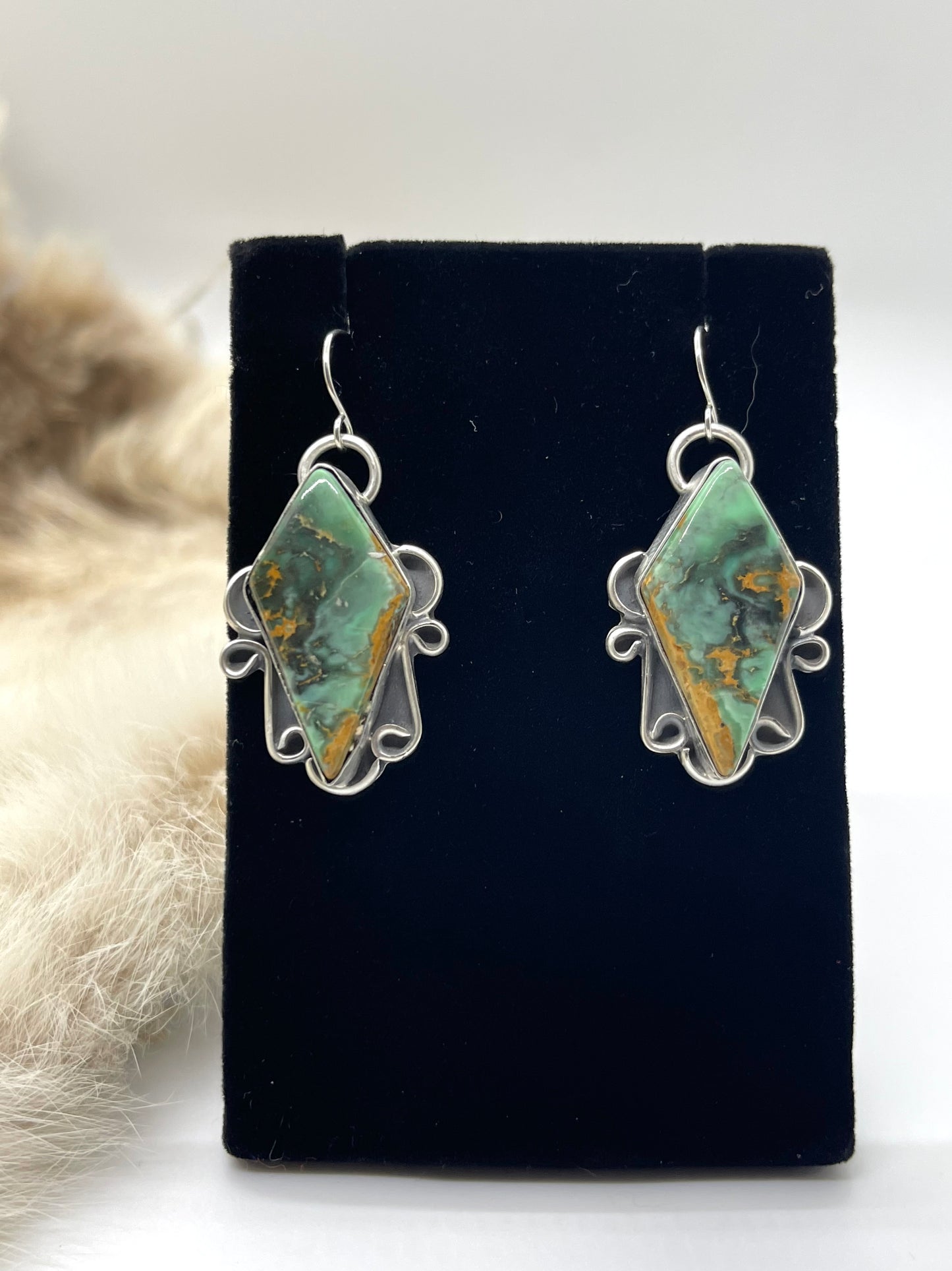 Royston Turquoise Diamond Shaped Dangle Earrings