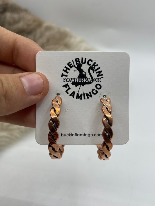 Copper Hoop Earrings by Elaine Tahe, Navajo