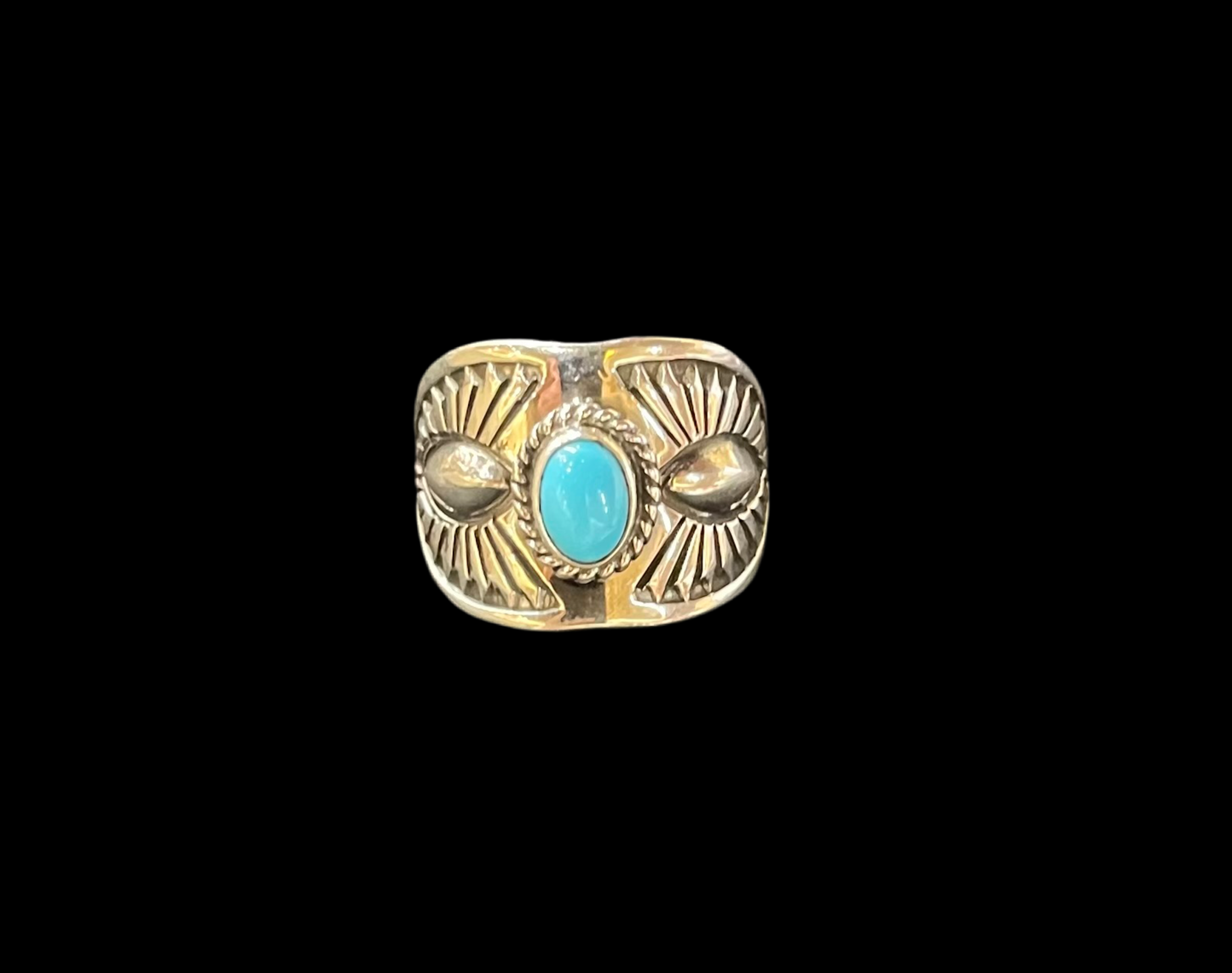 Sterling Silver and Sleeping Beauty Turquoise Ring by Derrick Gordon, Navajo