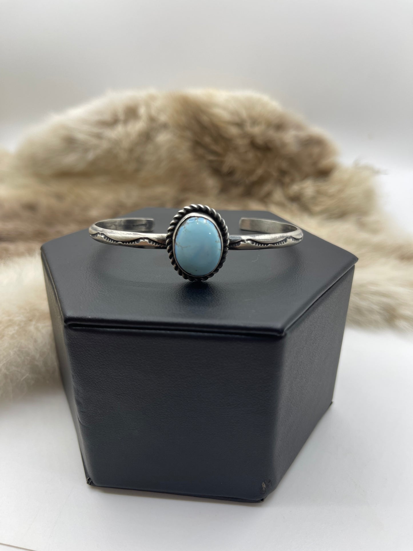 5.5"-7" Single Stone Golden Hills Turquoise Cuff by Donovan Skeet, Navajo