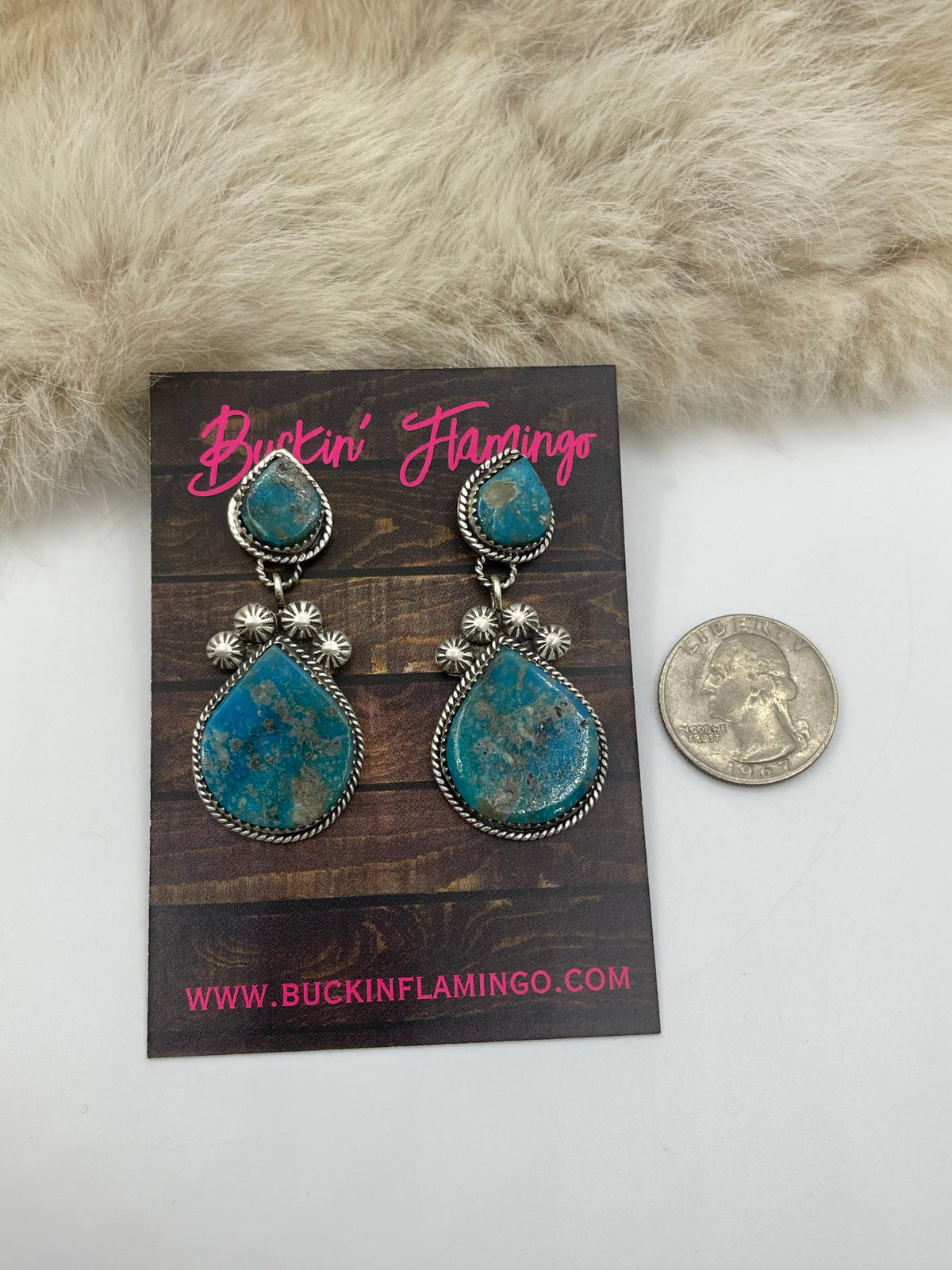 24” 24" Handmade Navajo Pearls Kingman Turquoise Cluster Necklace Squash Blossom & Earring Set by Selina Warner, Navajo